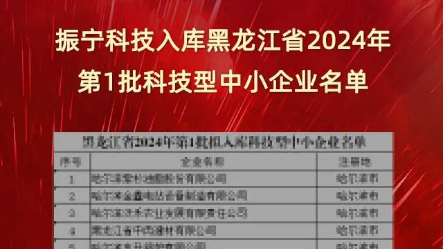 喜報！振寧科技入庫黑龍江省2024年第1批科技型中小企業名單